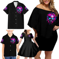 Sugar Skull Family Matching Off Shoulder Short Dress and Hawaiian Shirt My Attitude Is As Big As My Butt You've Been Warned - Wonder Print Shop