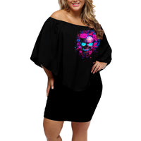 Sugar Skull Family Matching Off Shoulder Short Dress and Hawaiian Shirt My Attitude Is As Big As My Butt You've Been Warned - Wonder Print Shop
