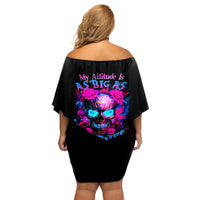 Sugar Skull Family Matching Off Shoulder Short Dress and Hawaiian Shirt My Attitude Is As Big As My Butt You've Been Warned - Wonder Print Shop