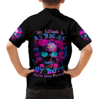 Sugar Skull Family Matching Puletasi Dress and Hawaiian Shirt My Attitude Is As Big As My Butt You've Been Warned - Wonder Print Shop