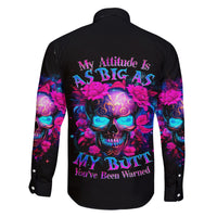 Sugar Skull Family Matching Summer Maxi Dress and Hawaiian Shirt My Attitude Is As Big As My Butt You've Been Warned - Wonder Print Shop