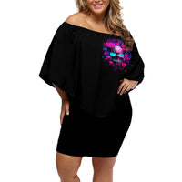 Sugar Skull Off Shoulder Short Dress My Attitude Is As Big As My Butt You've Been Warned - Wonder Print Shop