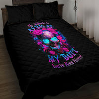 Sugar Skull Quilt Bed Set My Attitude Is As Big As My Butt You've Been Warned - Wonder Print Shop