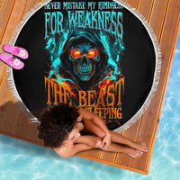 Flame Skull Beach Blanket Never Mistake My Kindness For Weakness The Beast In Me Is Sleeping Noe Dead - Wonder Print Shop