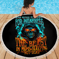 Flame Skull Beach Blanket Never Mistake My Kindness For Weakness The Beast In Me Is Sleeping Noe Dead - Wonder Print Shop