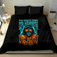 Flame Skull Bedding Set Never Mistake My Kindness For Weakness The Beast In Me Is Sleeping Noe Dead - Wonder Print Shop