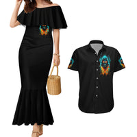 Flame Skull Couples Matching Mermaid Dress and Hawaiian Shirt Never Mistake My Kindness For Weakness The Beast In Me Is Sleeping Noe Dead - Wonder Print Shop