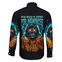 Flame Skull Family Matching Summer Maxi Dress and Hawaiian Shirt Never Mistake My Kindness For Weakness The Beast In Me Is Sleeping Noe Dead - Wonder Print Shop