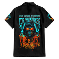 Flame Skull Hawaiian Shirt Never Mistake My Kindness For Weakness The Beast In Me Is Sleeping Noe Dead - Wonder Print Shop