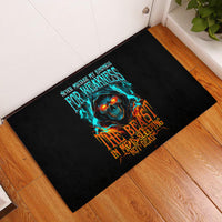 Flame Skull Rubber Doormat Never Mistake My Kindness For Weakness The Beast In Me Is Sleeping Noe Dead - Wonder Print Shop