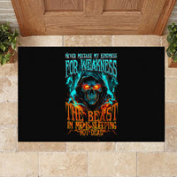Flame Skull Rubber Doormat Never Mistake My Kindness For Weakness The Beast In Me Is Sleeping Noe Dead - Wonder Print Shop