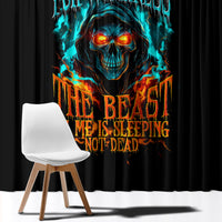 Flame Skull Window Curtain Never Mistake My Kindness For Weakness The Beast In Me Is Sleeping Noe Dead - Wonder Print Shop