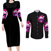 Sugar Skull Santa Couples Matching Long Sleeve Bodycon Dress and Long Sleeve Button Shirt I Wan't To Be A Nice Person But Everyone Is Just So Stupid - Wonder Print Shop