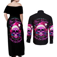 Sugar Skull Santa Couples Matching Off Shoulder Maxi Dress and Long Sleeve Button Shirt I Wan't To Be A Nice Person But Everyone Is Just So Stupid - Wonder Print Shop