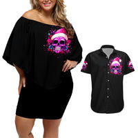 Sugar Skull Santa Couples Matching Off Shoulder Short Dress and Hawaiian Shirt I Wan't To Be A Nice Person But Everyone Is Just So Stupid - Wonder Print Shop