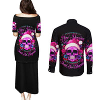 Sugar Skull Santa Couples Matching Puletasi Dress and Long Sleeve Button Shirt I Wan't To Be A Nice Person But Everyone Is Just So Stupid - Wonder Print Shop