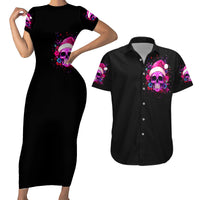 Sugar Skull Santa Couples Matching Short Sleeve Bodycon Dress and Hawaiian Shirt I Wan't To Be A Nice Person But Everyone Is Just So Stupid - Wonder Print Shop