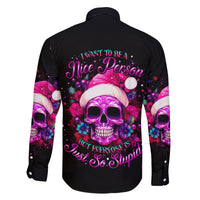 Sugar Skull Santa Family Matching Puletasi Dress and Hawaiian Shirt I Wan't To Be A Nice Person But Everyone Is Just So Stupid - Wonder Print Shop