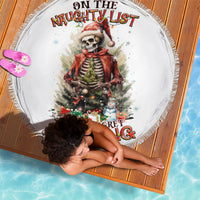 Skeleton Santa Claus Beach Blanket On The Naughty List And I Regret Nothing - Wonder Print Shop