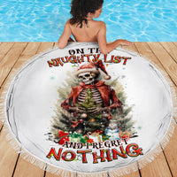 Skeleton Santa Claus Beach Blanket On The Naughty List And I Regret Nothing - Wonder Print Shop