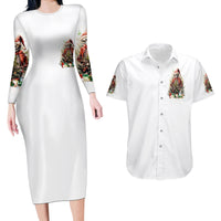 Skeleton Santa Claus Couples Matching Long Sleeve Bodycon Dress and Hawaiian Shirt On The Naughty List And I Regret Nothing - Wonder Print Shop