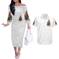 Skeleton Santa Claus Couples Matching Off The Shoulder Long Sleeve Dress and Hawaiian Shirt On The Naughty List And I Regret Nothing - Wonder Print Shop