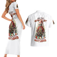 Skeleton Santa Claus Couples Matching Short Sleeve Bodycon Dress and Hawaiian Shirt On The Naughty List And I Regret Nothing - Wonder Print Shop