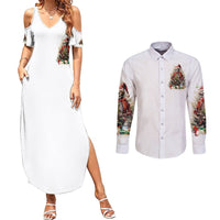Skeleton Santa Claus Couples Matching Summer Maxi Dress and Long Sleeve Button Shirt On The Naughty List And I Regret Nothing - Wonder Print Shop