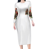 Skeleton Santa Claus Family Matching Long Sleeve Bodycon Dress and Hawaiian Shirt On The Naughty List And I Regret Nothing - Wonder Print Shop