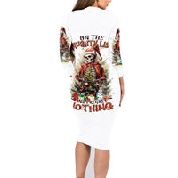 Skeleton Santa Claus Family Matching Long Sleeve Bodycon Dress and Hawaiian Shirt On The Naughty List And I Regret Nothing - Wonder Print Shop