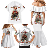 Skeleton Santa Claus Family Matching Mermaid Dress and Hawaiian Shirt On The Naughty List And I Regret Nothing - Wonder Print Shop