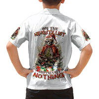 Skeleton Santa Claus Family Matching Off Shoulder Short Dress and Hawaiian Shirt On The Naughty List And I Regret Nothing - Wonder Print Shop