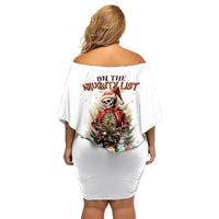Skeleton Santa Claus Family Matching Off Shoulder Short Dress and Hawaiian Shirt On The Naughty List And I Regret Nothing - Wonder Print Shop