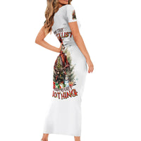 Skeleton Santa Claus Short Sleeve Bodycon Dress On The Naughty List And I Regret Nothing - Wonder Print Shop