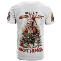 Skeleton Santa Claus T Shirt On The Naughty List And I Regret Nothing - Wonder Print Shop