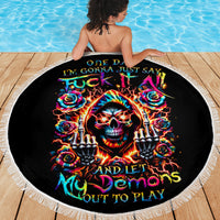 Flower Skull Beach Blanket One Day Say Fuck Itt All And Let My Demons Out - Wonder Print Shop
