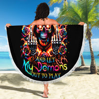 Flower Skull Beach Blanket One Day Say Fuck Itt All And Let My Demons Out - Wonder Print Shop