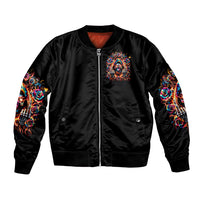 Flower Skull Bomber Jacket One Day Say Fuck Itt All And Let My Demons Out - Wonder Print Shop