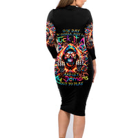 Flower Skull Family Matching Long Sleeve Bodycon Dress and Hawaiian Shirt One Day Say Fuck Itt All And Let My Demons Out - Wonder Print Shop