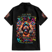 Flower Skull Family Matching Mermaid Dress and Hawaiian Shirt One Day Say Fuck Itt All And Let My Demons Out - Wonder Print Shop