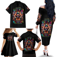 Flower Skull Family Matching Off Shoulder Long Sleeve Dress and Hawaiian Shirt One Day Say Fuck Itt All And Let My Demons Out - Wonder Print Shop