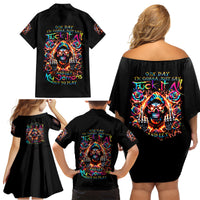 Flower Skull Family Matching Off Shoulder Short Dress and Hawaiian Shirt One Day Say Fuck Itt All And Let My Demons Out - Wonder Print Shop