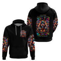 Flower Skull Hoodie One Day Say Fuck Itt All And Let My Demons Out - Wonder Print Shop