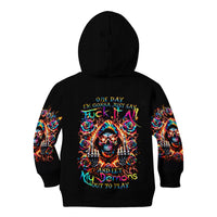 Flower Skull Kid Hoodie One Day Say Fuck Itt All And Let My Demons Out - Wonder Print Shop