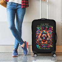 Flower Skull Luggage Cover One Day Say Fuck Itt All And Let My Demons Out - Wonder Print Shop