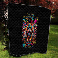 Flower Skull Quilt One Day Say Fuck Itt All And Let My Demons Out - Wonder Print Shop