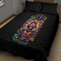 Flower Skull Quilt Bed Set One Day Say Fuck Itt All And Let My Demons Out - Wonder Print Shop