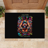 Flower Skull Rubber Doormat One Day Say Fuck Itt All And Let My Demons Out - Wonder Print Shop