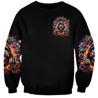 Flower Skull Sweatshirt One Day Say Fuck Itt All And Let My Demons Out - Wonder Print Shop