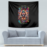 Flower Skull Tapestry One Day Say Fuck Itt All And Let My Demons Out - Wonder Print Shop